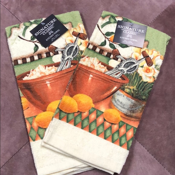 Set of 2 brand new cotton kitchen towels lemon - Picture 1 of 3